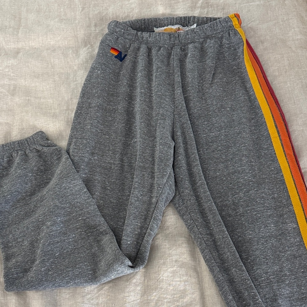 Aviator Nation Gray Sweatpants with Colorful Side Stripes